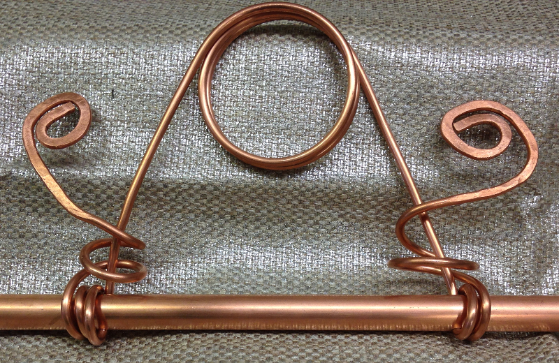 copper hanger long curled wire detail